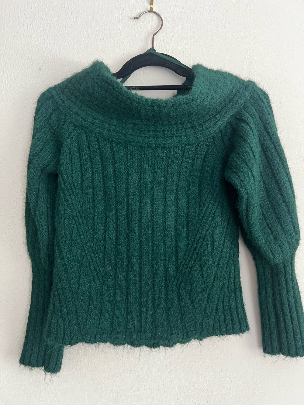 Pilcro Off-the-Shoulder Sweater - Teal Green - Picture 3 of 5